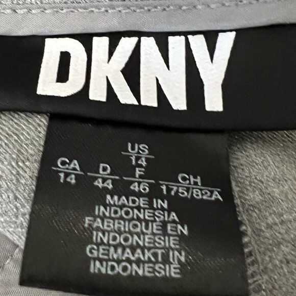 DKNY Women’s Pleated Belted Pants Trousers Ankle Size 14 Grey Career Preppy - Picture 9 of 11